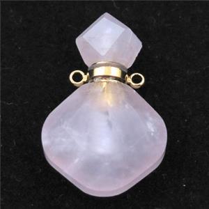 Rose Quartz perfume bottle pendant, approx 16-27mm