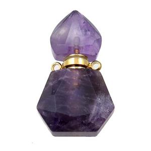 Amethyst perfume bottle pendant, approx 16-27mm