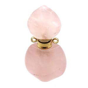 Rose Quartz perfume bottle pendant, approx 21-40mm
