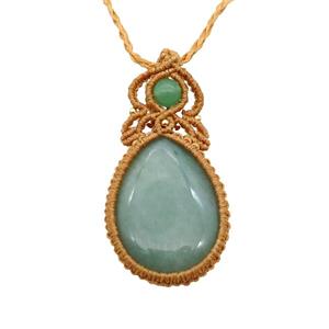 Green Aventurine Macrame Necklace, approx 25-30mm