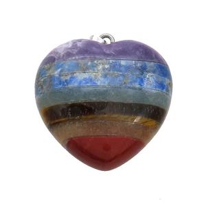 Gemstone Chakra Heart Pendant Yoga Multicolor, approx 30mm