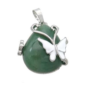 Green Aventurine Teardrop Pendant Alloy Platinum Plated, approx 20-25mm