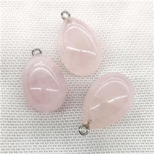 Natural Rose Quartz Egg Pendant Pink, approx 20-30mm