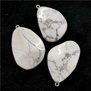 White Howlite Teardrop Pendant Twist, approx 25-40mm