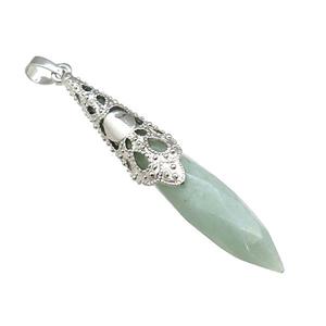 Natural Green Aventurine Pendulum Pendant Platinum Plated, approx 10-60mm