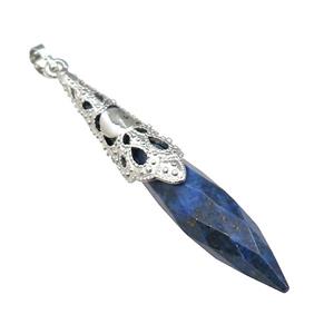 Natural Blue Lapis Lazuli Pendulum Pendant Platinum Plated, approx 10-60mm