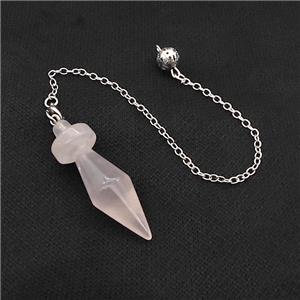 Rose Quartz Dowsing Pendulum Pendant With Chain Platinum Plated, approx 13-45mm, 16cm length