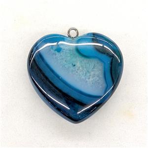 Natural Druzy Agate Heart Pendant Blue Dye, approx 40mm