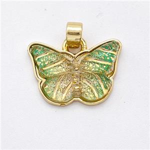 Green Resin Butterfly Pendant Gold Plated, approx 11-16mm