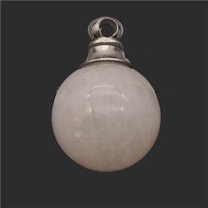 Natural Pink Rose Quartz Perfume Bottle Pendant Sphere, approx 16mm