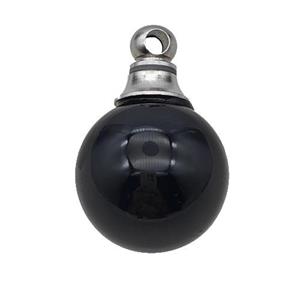 Natural Black Obsidian Perfume Bottle Pendant Sphere, approx 16mm