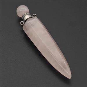 Natural Rose Quartz Perfume Bottle Pendant Bullet, approx 12-60mm