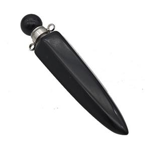 Natural Black Obsidian Perfume Bottle Pendant Bullet, approx 12-60mm