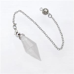 Clear Quartz Pendulum Pendant With Chain, approx 16-40mm, 8mm, 16cm length