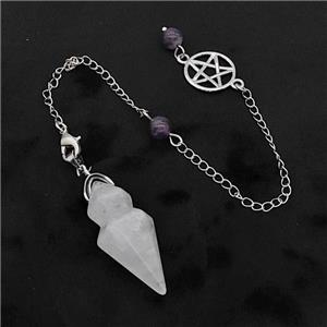 Clear Quartz Pendulum Pendant With Chain, approx 15-35mm, 16mm, 16cm length