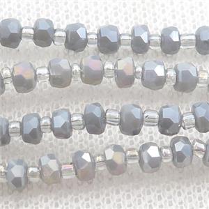 Jadeite Glass Beads, faceted rondelle, approx 4mm, 62cm length
