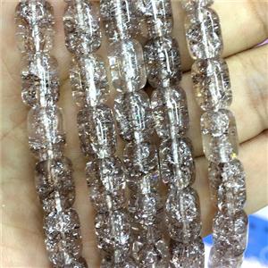 smoky Crackle Crystal Glass barrel beads, approx 8x11mm
