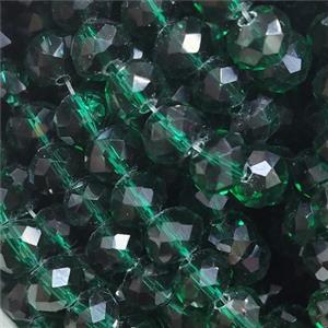 Peacockgreen Chinese Crystal Glass Beads Faceted Rondelle, approx 8mm, 66pcs per st