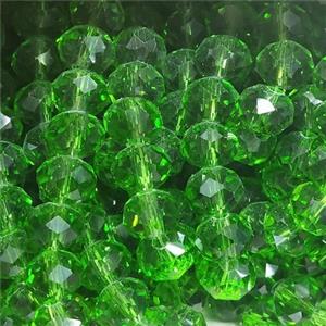 Green Chinese Crystal Glass Beads Faceted Rondelle, approx 8mm, 66pcs per st