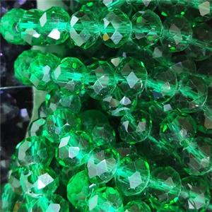 Green Chinese Crystal Glass Beads Faceted Rondelle, approx 8mm, 66pcs per st