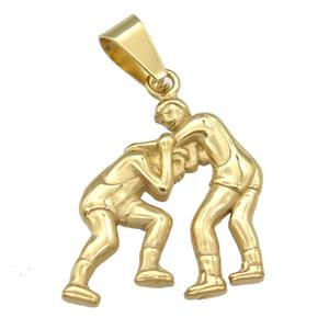 Stainless Steel rassling pendant man gold plated, approx 30-40mm