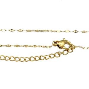 Stainless Steel Necklace Chain Gold Plated, approx 1mm, 44-49cm length