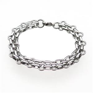 Raw Stainless Steel Bracelet, approx 11mm, 21cm length
