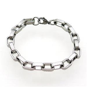 Raw Stainless Steel Bracelet, approx 8mm, 21cm length