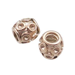 Stainless Steel Barrel Beads Large Hole Rose Gold, approx 10mm, 4mm hole
