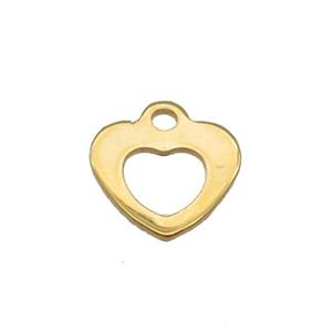 Stainless Steel Heart Pendant Gold Plated, approx 9mm