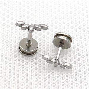 Raw Stainless Steel Stud Earrings, approx 10mm