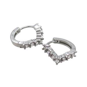 Raw Stainless Steel Hoop Earrings Pave Rhinestone, approx 14mm dia