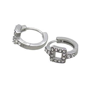 Raw Stainless Steel Hoop Earrings Pave Rhinestone, approx 6mm, 14mm dia