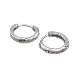 Raw Stainless Steel Hoop Earrings Pave Rhinestone, approx 14mm dia
