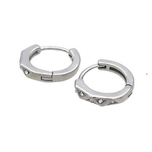 Raw Stainless Steel Hoop Earrings Pave Rhinestone, approx 14mm dia