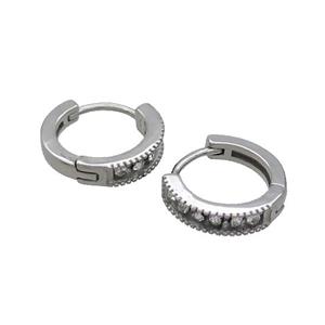 Raw Stainless Steel Hoop Earrings Pave Rhinestone, approx 14mm dia