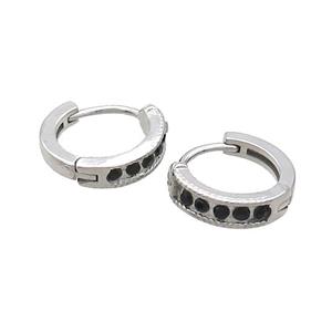 Raw Stainless Steel Hoop Earrings Pave Rhinestone, approx 14mm dia