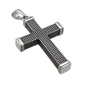 Stainless Steel Cross Pendant Antique Silver, approx 33-46mm