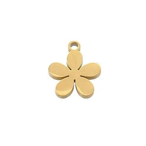 Stainless Steel Flower Pendant Gold Plated, approx 10mm