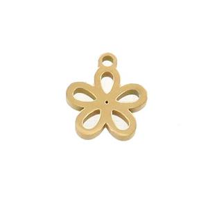 Stainless Steel Flower Pendant Gold Plated, approx 10mm