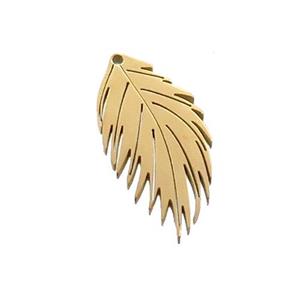 Stainless Steel Feather Charms Pendant Gold Plated, approx 10-20mm