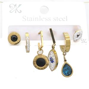 Stainless Steel Earrings Gold Plated, approx 6-10mm, 14mm dia