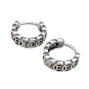Stainless Steel Hoop Earrings Antique Silver, approx 15-16mm