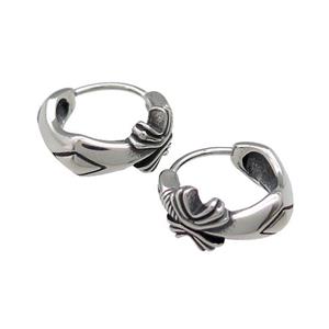 Stainless Steel Hoop Earrings Antique Silver, approx 15-16mm