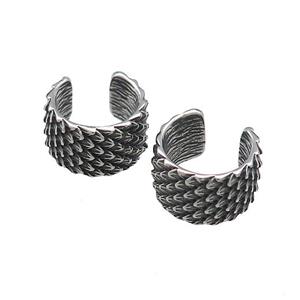 Stainless Steel Clip Earrings Antique Silver, approx 13-15mm