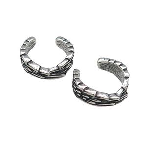 Stainless Steel Clip Earrings Antique Silver, approx 13-15mm
