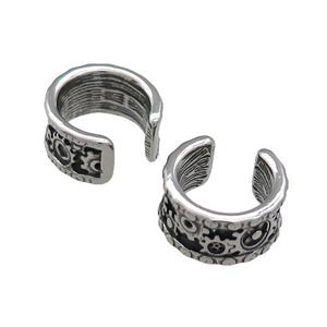 Stainless Steel Clip Earrings Antique Silver, approx 13-15mm