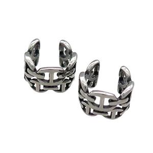 Stainless Steel Clip Earrings Antique Silver, approx 13-15mm