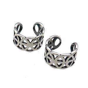 Stainless Steel Clip Earrings Antique Silver, approx 13-15mm