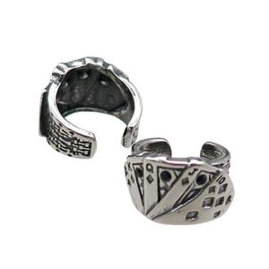 Stainless Steel Clip Earrings Poker Antique Silver, approx 13-15mm